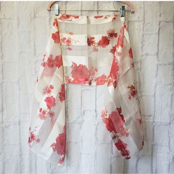 VINTAGE Sheer Floral Scarf - Picture 6 of 7